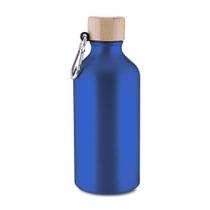 Garrafa Alumínio Reciclado 550ml Tampa Bambu Mosquetão Azul Garrafa Alumínio Reciclado 550ml Tampa Bambu Mosquetão Azul
