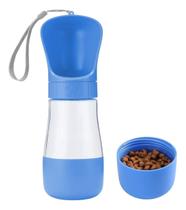 Garrafa Bebedouro Pet Portátil 2 em 1 Água e Ração id1- Cor Azul