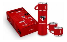 Garrafa Brasfoot Com 3 Canecas São Paulo 420 Ml Cod. 16632