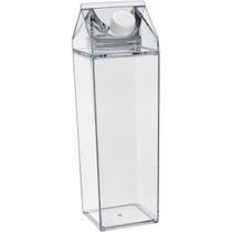 GARRAFA CAIXA DE LEITE LEITEIRA HOME&CO COM DUAS TAMPAS ACRILICO 1L 26x7x7cm TRANSPARENTE