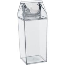 GARRAFA CAIXA DE LEITE LEITEIRA HOME&CO COM DUAS TAMPAS ACRILICO 750ml 20x7x7cm TRANSPARENTE