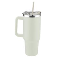 Garrafa Canecão em Inox Parede Dupla 1300ml com Alça e Canudo Bege Garrafa Canecão em Inox Parede Dupla 1300ml com Alça e Canudo Bege