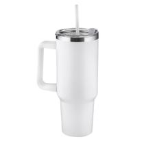 Garrafa Canecão em Inox Parede Dupla 1300ml com Alça e Canudo Branca