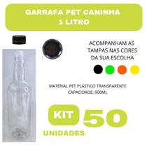 Garrafa Caninha 1L Transparente Cristal com Tampa- 50 UNIDADES