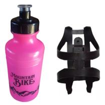 Garrafa caramanhola 500ml squeeze plast. rosa c/ suporte adulto infantil bicicleta