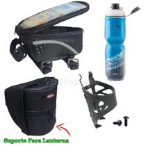 Garrafa caramanhola + suporte + bolsa de selin + bolsa porta celular bike - PTK
