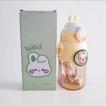Garrafa Coelhinho Infantil 520Ml Amarela Com Enfeites Fofos