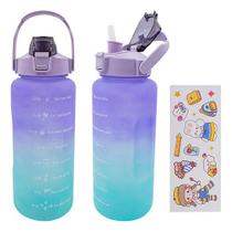 Garrafa Colorida Acompanha Diversos Adesivos com Alça Estampa Motivacional Trava de Segurança