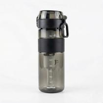 Garrafa com Filtro Carvão Ativado 600ml Preta Tritan BPA Free 2 Filtros até 1200L Vedação Hermética