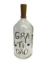 Garrafa com Led Gratidão Decoração Enfeite