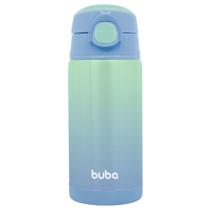 Garrafa Copo Infantil Térmico Parede Dupla com Canudo Buba Azul 400ml