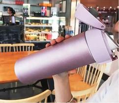 Garrafa Copo Térmica Aço Inox Squeeze Tampa Suco Café Chá ROSA