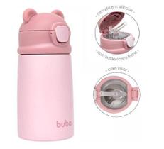 Garrafa Copo Termico Parede Dupla Ursinho Rosa Buba 320Ml