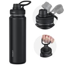 Garrafa de aço inoxidável isolada Thermos TOURIT de 24 onças preta