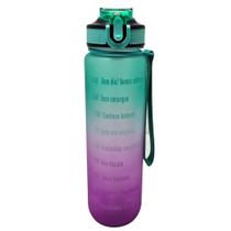 Garrafa de Água 1 Litro Plastico Frases Motivacionais Sporte Verde e Rosa