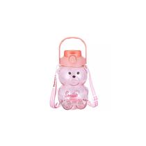 Garrafa de água anti-derramamento de 1 litro rosa Kawaii Bear com bastão 3D