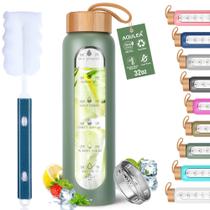 Garrafa de água Aqulea Glass 950ml com capa de silicone sem BPA Garrafa de água Aqulea Glass 950ml com capa de silicone sem BPA