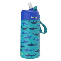 Garrafa de água Bentgo Kids em aço inoxidável 414ml Sharks 3+