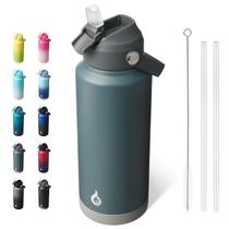 Garrafa de Água BJPKPK com Tampa de Canudo, Garrafas Térmicas Isoladas a Vácuo de 950ml, Termo de Aço Inoxidável para Esportes e Viagens, Livre de BPA, À Prova de Vazamentos, Copos, Garrafas Térmicas, Cinza Garrafa de Água BJPKPK com Tampa de Canudo, Garrafas Térmicas Isoladas a Vácuo de 950ml, Termo de Aço Inoxidável para Esportes e Viagens, Livre de BPA, À Prova de Vazamentos, Copos, Garrafas Térmicas, Cinza