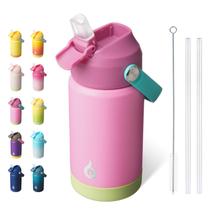 Garrafa de água BJPKPK isolada 350mL com tampa de palha rosa rosa Garrafa de água BJPKPK isolada 350mL com tampa de palha rosa rosa