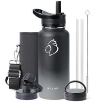 Garrafa de água BUZIO isolada 950 ml com palha e sombra de 3 tampas