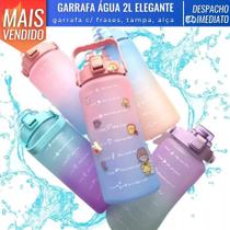 Garrafa de Água c/ Tampa Canudo e Adesivos 2L Alça Bico Academia Escola Garrafa de Água c/ Tampa Canudo e Adesivos 2L Alça Bico Academia Escola