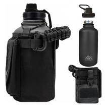 Garrafa De Agua CaféTérmica 1.9 Litro Aço Inoxidável De Viagem Camping Com Bolsa de Armazenamento Alça Paracord Parede Dupla Anti Suor