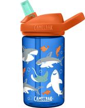 Garrafa de água CamelBak eddy+ Kids 400 ml com palha de tubarões Garrafa de água CamelBak eddy+ Kids 400 ml com palha de tubarões