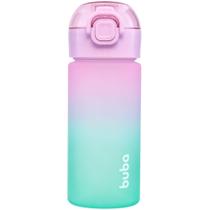 Garrafa de Água Canudo Silicone Degrade Rosa Buba 450 ml Visor Transparente Garrafa Infantil