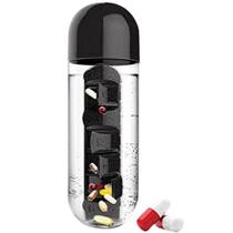 Garrafa De Água Com Caixa Organizador De Pílulas 600ml 3em1 Garrafa De Água Com Caixa Organizador De Pílulas 600ml 3em1