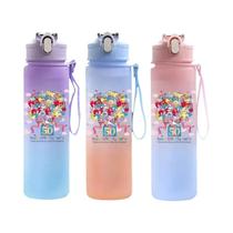 Garrafa De Água Com Canudo Gradiente Hello Kitty 750ML Copo De Plástico Fofo Para Homens E Mulheres,
