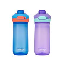 Garrafa de água Contigo Jessie Kids 400 ml, pacote com 2 unidades azul/coral e ametista/jade