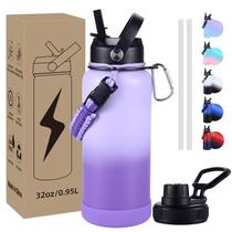 Garrafa de água CoolSub Isolada 950ml de aço inoxidável roxa