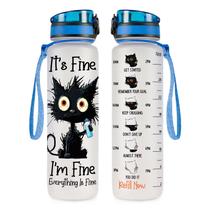 Garrafa de água Crazy Cat 950ml Tritan Plastic com marcador de tempo