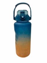 Garrafa de Água de 2 litros Motivacional de Plástico com Alça Canudo Adesivo