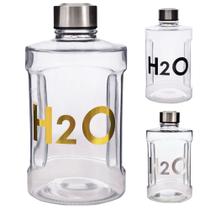 Garrafa de Água de Vidro com Tampa Inox e Encaixe 900ml H2O