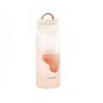 Garrafa de água de vidro transparente fosco 420ml portátil bonito BPA Free Waterbottle Milk Juice Cup Home Office Equipamentos de home office presentes Garrafas de água (rosa)