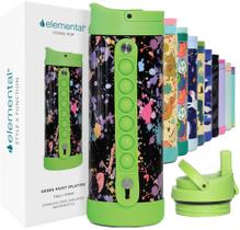 Garrafa de água Elemental Iconic Kids com tampa de palha 400mL verde
