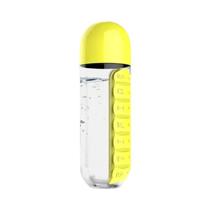 Garrafa De Água Esportiva 2 Em 1 De 600ml Com 7 Grades, Caixa De Remédios, Organizador Diário De