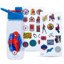 Garrafa de água esportiva Spider-Man 600 ml com conjunto de adesivos Garrafa de água esportiva Spider-Man 600 ml com conjunto de adesivos