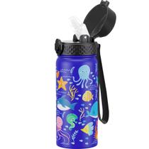 Garrafa de água GOPPUS Kids em aço inoxidável 530mL com tampa de palha