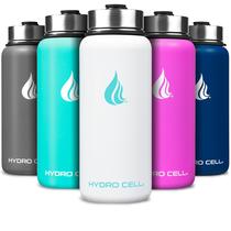 Garrafa de água HYDRO CELL em aço inoxidável 946mL com palha branca