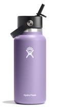 Garrafa de água Hydro Flask de 1L de boca larga com tampa de palha flexível