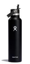 Garrafa de água Hydro Flask Standard Flex Straw Cap 710mL preta Garrafa de água Hydro Flask Standard Flex Straw Cap 710mL preta
