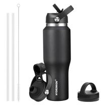 Garrafa de água HYDROWION em aço inoxidável 946mL com 3 tampas pretas