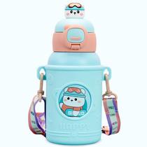 Garrafa De Água Infantil 500ml com canudo de silicone garrafinha térmica para crianças