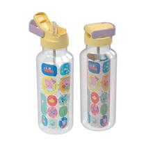 Garrafa De Água Infantil 600ml Com Tampa Automática E Adesivos -