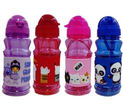 Garrafa de Água Infantil Canudo Silicone Emborrachada Alto Relevo 3D 430 ml Garrafa de Água Infantil Canudo Silicone Emborrachada Alto Relevo 3D 430 ml