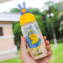 Garrafa de água infantil fofa para criança menina coração copo de vidro cartoon personalidade portátil Garrafa de água infantil fofa para criança menina coração copo de vidro cartoon personalidade portátil