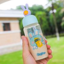 Garrafa de água infantil fofa para criança menina coração copo de vidro cartoon personalidade portátil Garrafa de água infantil fofa para criança menina coração copo de vidro cartoon personalidade portátil